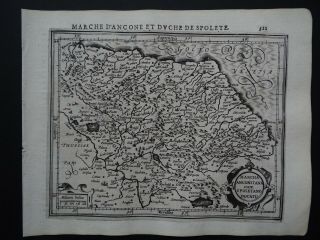 1608 Hondius Mercator Atlas Map Italy - Marche - Ancona - Spoleto - Umbria