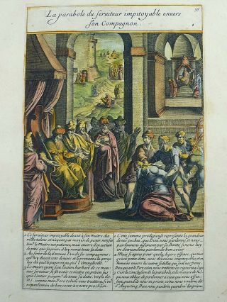 1593 Natal Master Engraving - Parable Of The Servent - Hand Coloured [1620]