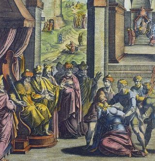 1593 NATAL Master Engraving - Parable of the Servent - hand coloured [1620] 3