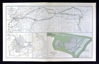 Civil War Map - Vicksburg Jackson Meridian Mississippi - Atlanta Smith 