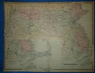 Vintage 1894 Massachusetts - Cape Cod Map Old Antique Folio Size Map