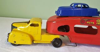 Marx Toys Plymouth Cab AUTO TRANSPORT TT TRUCK w/FORD CARS 30 ' s V RARE 7