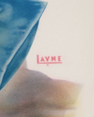 Vintage Rare 1940s Bill Layne Large Pin - Up Print Nude Sun Goddess Louis F.  Dow 3