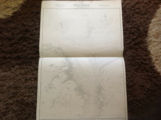 1896 Huge - Cowes Harbour Isle Of Wight Admiralty Chart Navigation Map