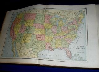 Watson ' s Atlas of the World 1886 tipped - in color US State & Country Maps, 3