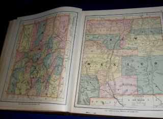 Watson ' s Atlas of the World 1886 tipped - in color US State & Country Maps, 7