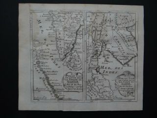 1721 De Fer Atlas Map India - Sri Lanka - Cambodia - Malaysia - Golfe Du Gange