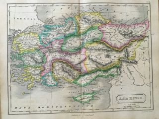 Ancient Asia Minor (turkey) Map By Samuel Butler Antique Rare 1834