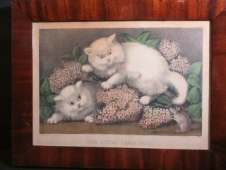 Antique Currier & Ives Litho.  Print The Two Fraid Cats