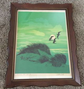 Walton Butts,  Vintage Lithograph,  Pencil Signed 14” X 12”,  “along The Beach”