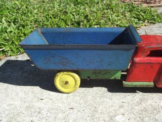 Vintage Wyandotte Pressed Steel Bull Shark Nose Dump Truck Toy 5