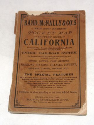 Antique Rand Mcnally Pocket Map Shippers Guide Of California 1897 Railroad Ca