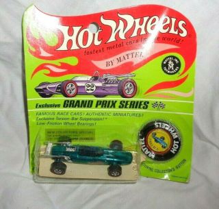 Nos Vintage 1969 Hot Wheels Grand Prix Series Aqua Indy Eagle In Blister Pack