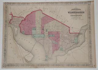 1869 Washington Georgetown D.  C.  Map,  Us Johnson 