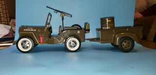 1960s Tonka Military Jeep,  Trailer,  And Accessories.