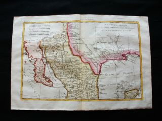 1770 Bonne - Orig.  Map: Central America,  Mexico,  California,  Usa,  Yucatan Belize