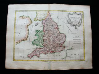 1778 Zannoni - Rare Map Of United Kingdom,  Uk,  London,  Wales,  Bristol,  Cardiff