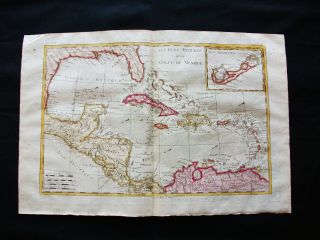 1770 Bonne - Orig.  Map: Central America,  Antilles,  Usa,  Caribbean,  Gulf Of Mexico