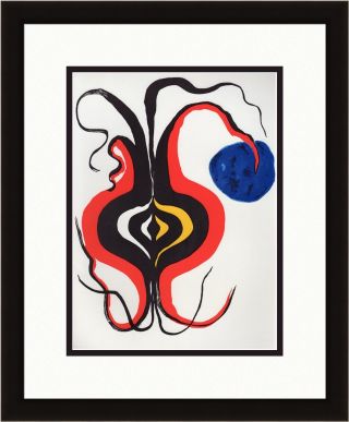 Popular 1966 Calder Authentic Color Lithograph " Abstract Composition " Framed
