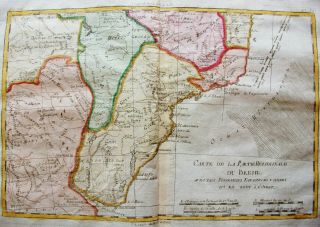 1770 BONNE - orig.  map: SOUTH AMERICA,  BRAZIL,  ACRE,  AMAZONAS,  RIO DE JANEIRO. 2