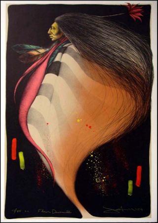 Frank Howell " Flower Dancer Ii " 1987 Hand Colored Signed Lithograph Obo