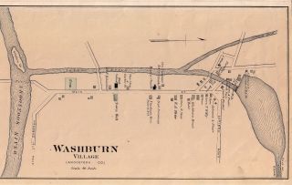 1888 Washburn,  Maine Map,  W/ Residents/place Names From Colby Atlas