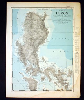 Antique Map Luzon Or War District Of South Africa Orange State 1898 Color