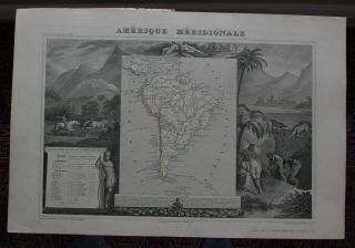 Antique Map Of South America Amerique Meridionale.  Atlas Universe C 1845
