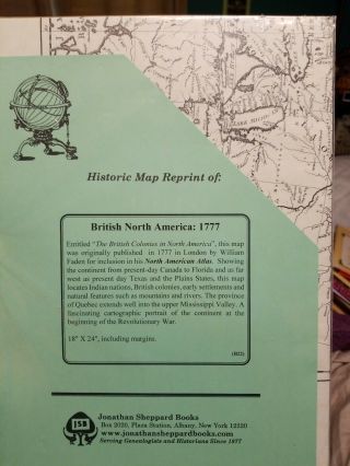 Rare British North America 1777 Map Jonathan Sheppard William Faden 18 " X 24 "