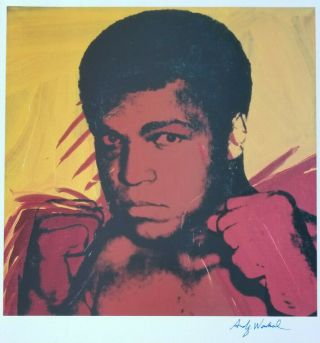 Andy Warhol 1984 Hand Signed In Blue Pen Print Ali,