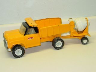 Vintage Tonka Dodge Orange Dump Truck,  Cement Mixer,  Pressed Steel Toy Vehicle