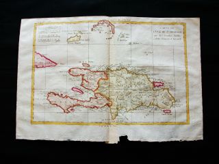 1770 Bonne - Orig.  Map: Central America,  Caribbean,  Santo Domingo,  Dominican Rep.