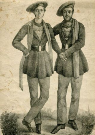Old Etching - E.  Mogni / Coutel 1833 - Gravure Ancienne - Two Men