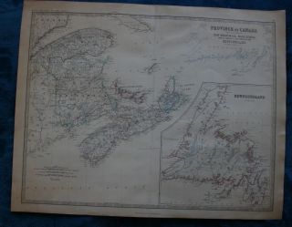 Large Antique Map Of Eastern Canada N.  B. ,  P.  E.  I,  N.  S.  Nfld.  Published 1861