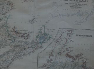 Large antique map of Eastern Canada N.  B. ,  P.  E.  I,  N.  S.  Nfld.  published 1861 3