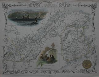 East Canada and Brunswick antique map by John Tallis 1851 2