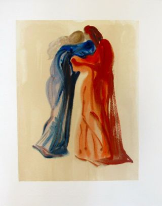 Salvador Dali 1960 Divine Comedy Purgatory 29 Color Woodcut Wood Block Engraving
