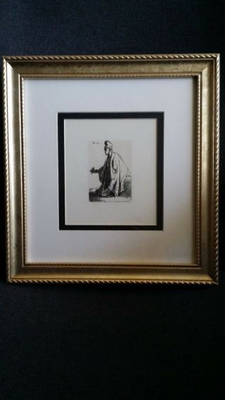 Outstanding 1800s Rembrandt B171 " The Leper " Antique Etching Signed Framed