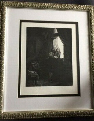 1800s Rembrandt Etching Signed Jan Six B285 Durand Framed