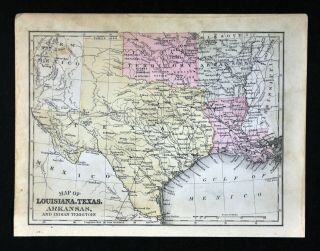 1888 Mitchell Map United States Texas Louisiana Indian Territory Oklahoma Austin