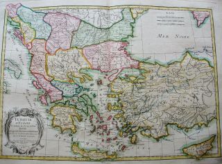 1778 ZANNONI - rare map of GREECE,  BALKANS,  TURKEY,  ROMANIA,  MACEDONIA,  SERBIA. 2