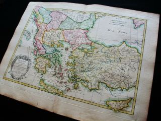 1778 ZANNONI - rare map of GREECE,  BALKANS,  TURKEY,  ROMANIA,  MACEDONIA,  SERBIA. 4