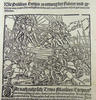1514 Livy - Post Incunabula Woodcut Battle Scene - Publius Decius Mus