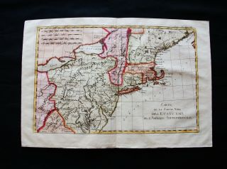 1770 Bonne - Orig.  Map: North America,  United States,  Massachusetts,  Rhode Island