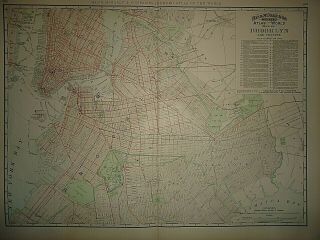Vintage 1894 Brooklyn Ny Map Old Antique Large Folio Size Atlas Map
