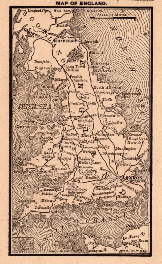 Rare Antique England Map 1888 Rare Miniature Vintage Map Of England 3687