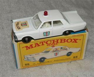 1960s.  Matchbox,  Lesney.  55/59 Ford Galaxie Police Car.  Bpw. ,