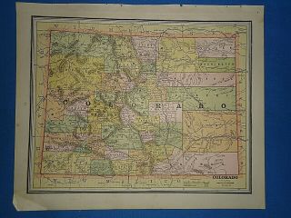 Vintage Circa 1893 Colorado Map Old Antique Atlas Map