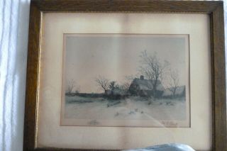 Rare Antique 1896 Etching Print By H.  C.  Rost N.  Y.  Pencil Signed Framed