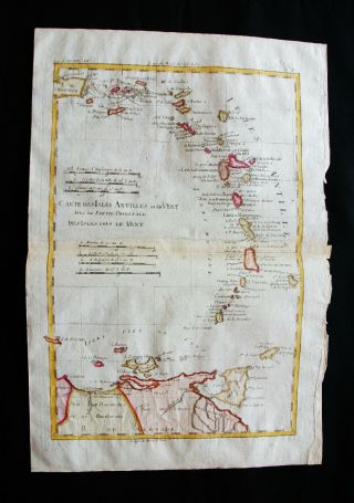 1770 Bonne - Orig.  Map Of Central America,  Antilles,  Caribbean,  Antigua & Barbuda